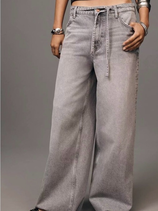 Pilcro Denim - Pilcro Wide-Leg High Rise Jeans in Washed Gray- Size 29